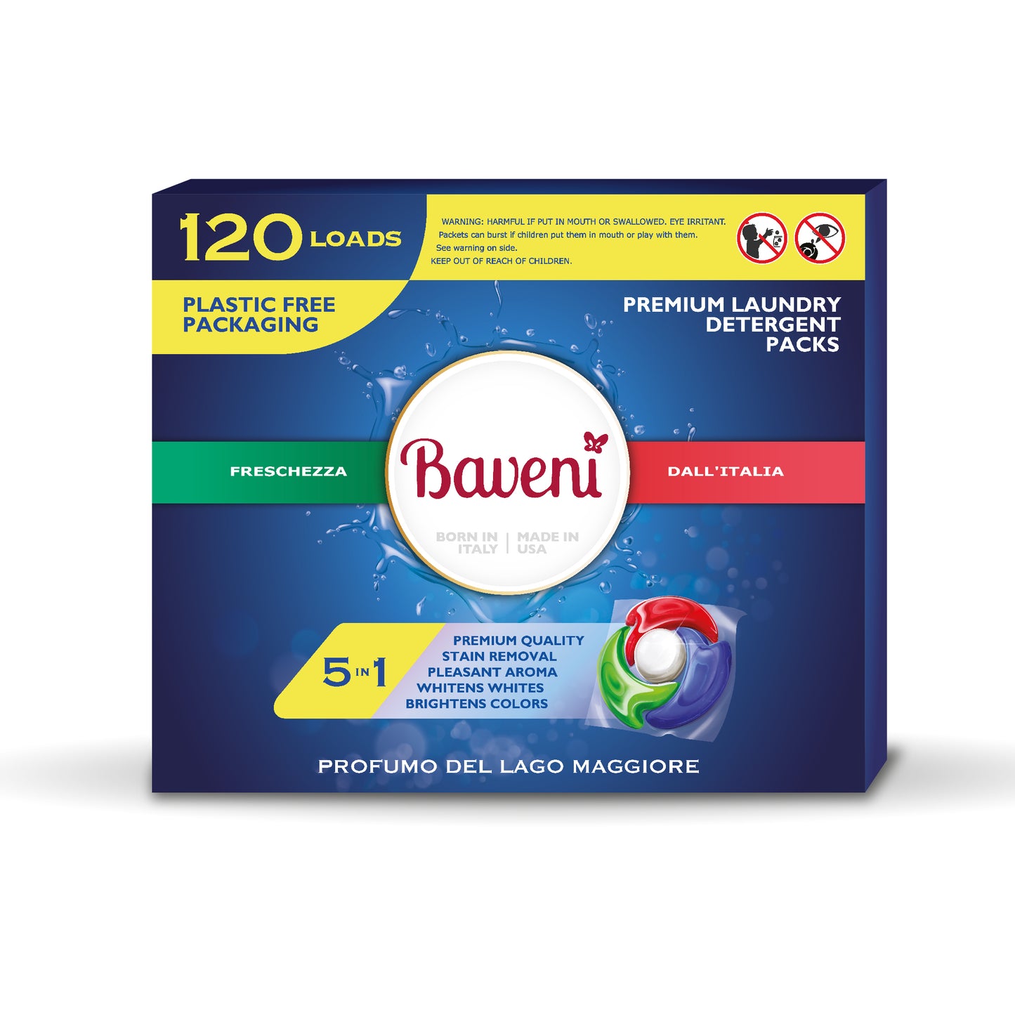 Baveni Laundry Detergent Packs. Profumo Del Lago Maggiore 120 LOADS