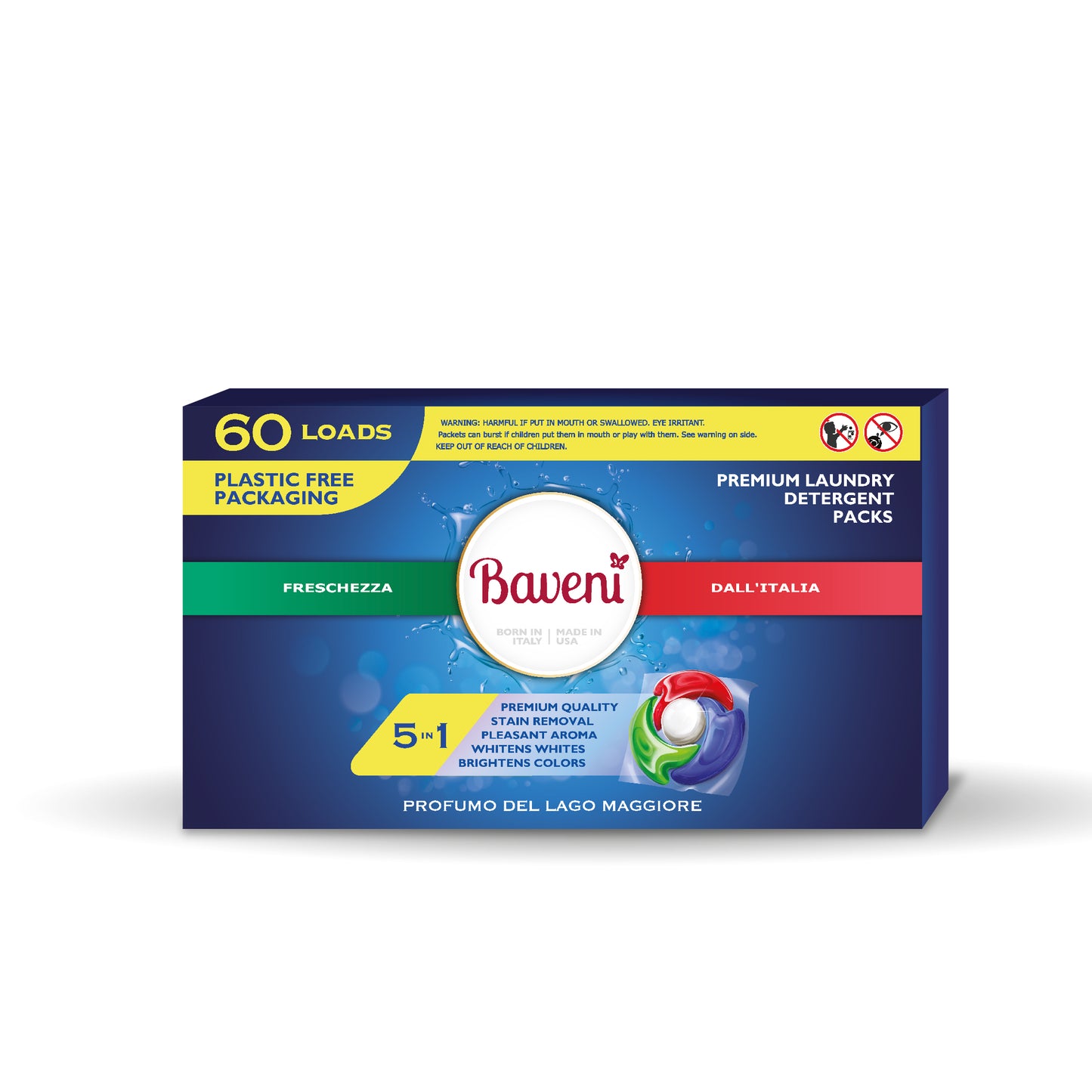 Baveni Laundry Detergent Packs. Profumo Del Lago Maggiore 60 LOADS