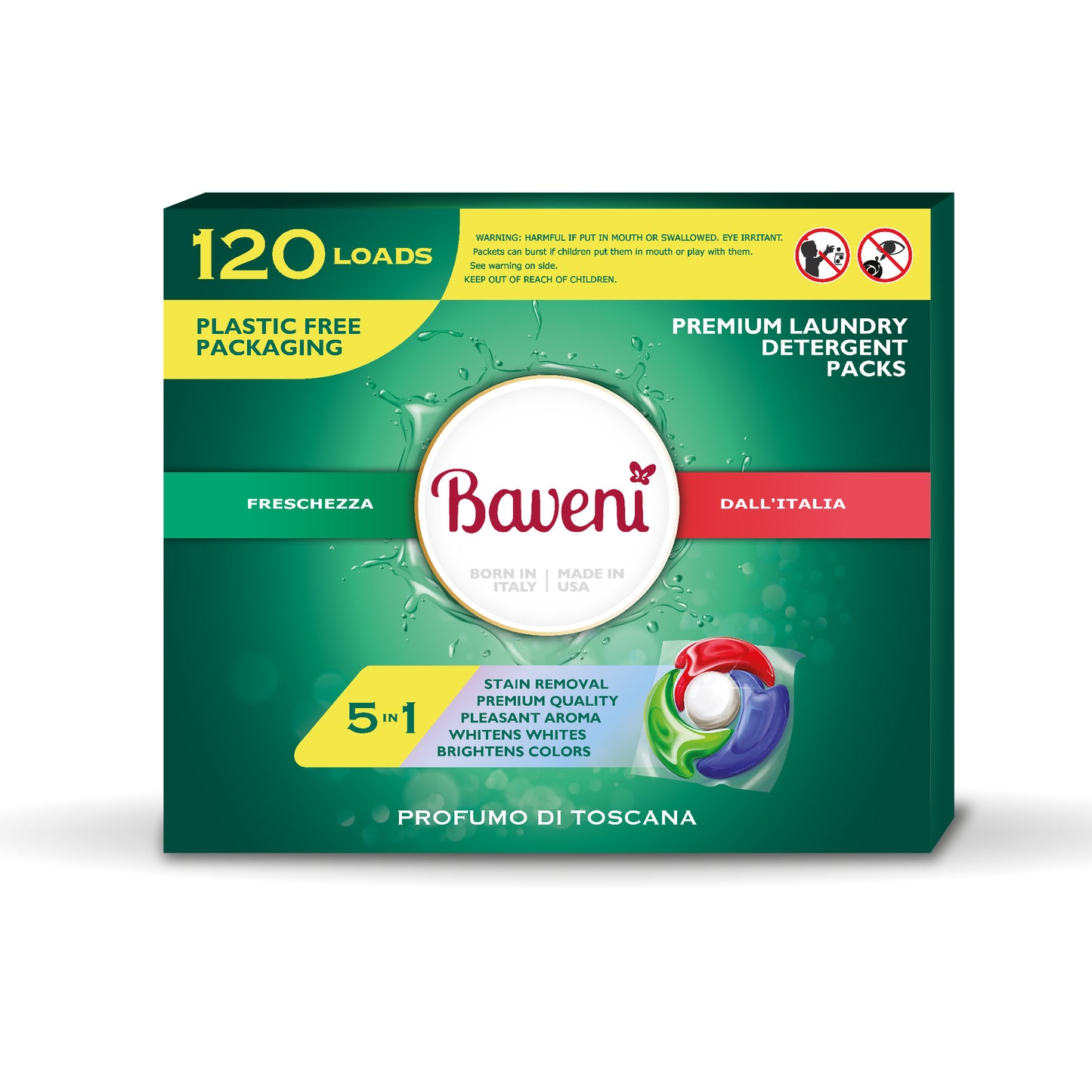 Baveni Laundry Detergent Packs. Profumo Di Toscana 120 LOADS