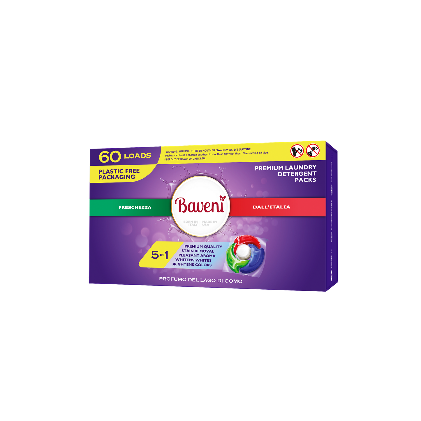 Baveni Laundry Detergent Packs. Profumo Del Lago Di Como 60 LOADS