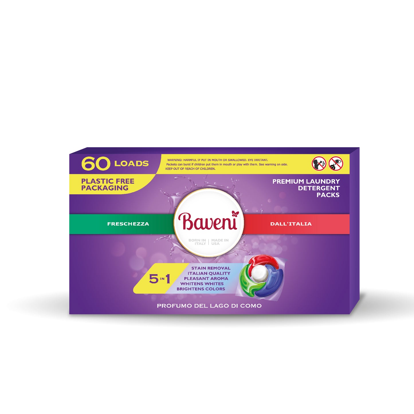 Baveni Laundry Detergent Packs. Profumo Del Lago Di Como 60 LOADS