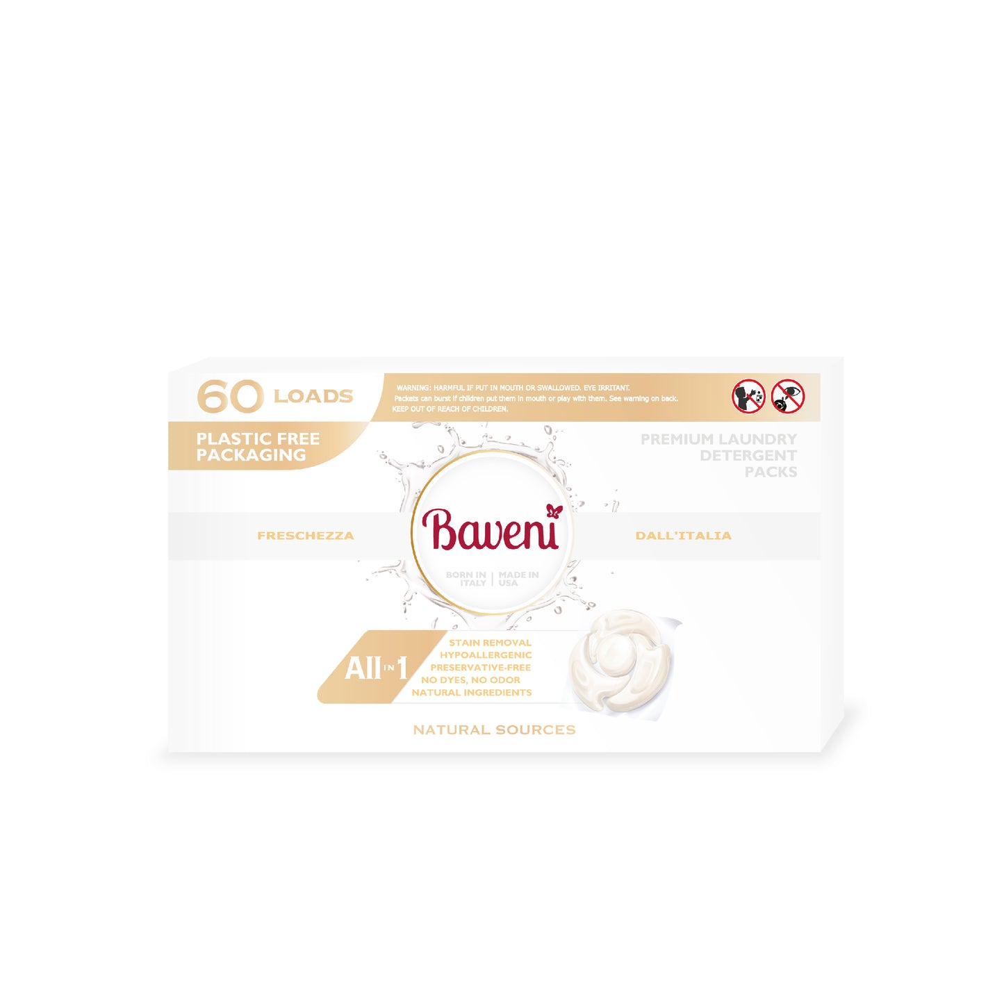 Baveni Laundry Detergent Packs. Natural Sources 60 LOADS